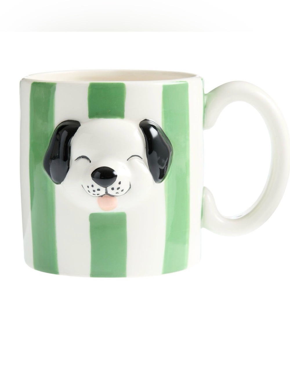 1 Dog Lover Striped Dimensional Hand Painted Ceramic Mug NWT World Market